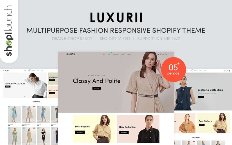 Luxurii - Thème Shopify adaptatif à la mode polyvalente