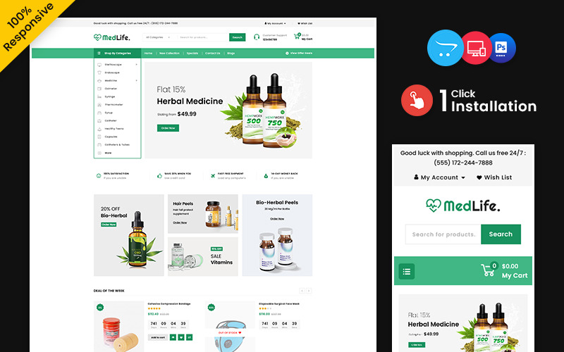 Medlife Store – багатофункціональний OpenCart магазин ліків і ліків