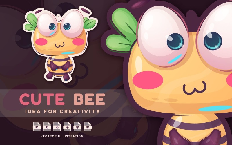 Personagem de desenho animado Animal Bee Funny - Sticker