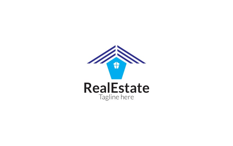 Real Estate Logo Light Blue Design Template - TemplateMonster