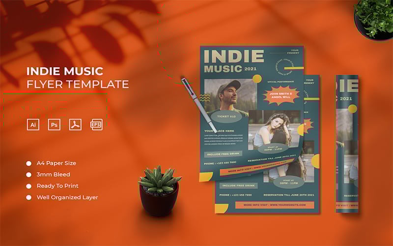 Indiemuziek - Flyersjabloon