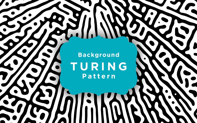 Modelo de padrão de Turing de linhas orgânicas arredondadas em preto e branco