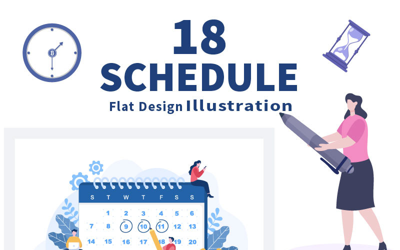 18 Planeringsschema eller tidshantering Kalenderillustration
