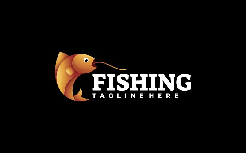Plantilla de logotipo de color degradado de pescado