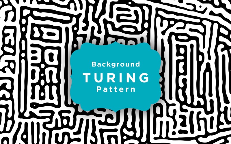 Tapete mit Turing-Muster in Schwarz und Weiß mit abgerundeten Linien