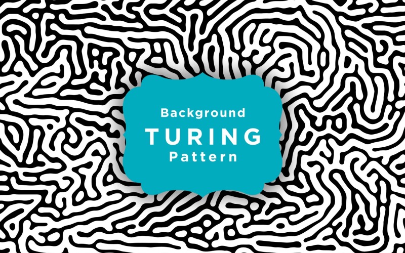 Turing-Muster mit organischen abgerundeten Linien in Schwarz und Weiß