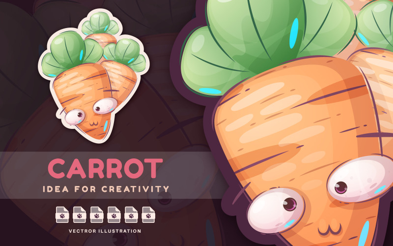 Cartoon Character Carrot - Sticker