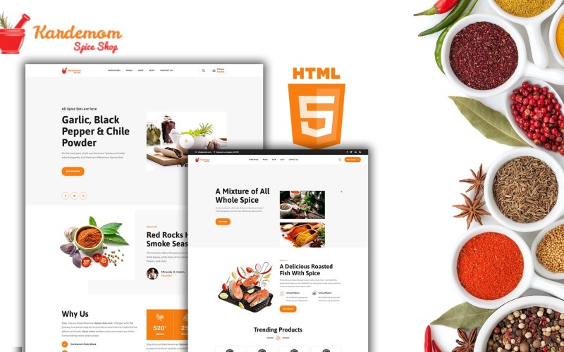 Kardemom Würze und Gewürze Shop HTML5 Website-Vorlage