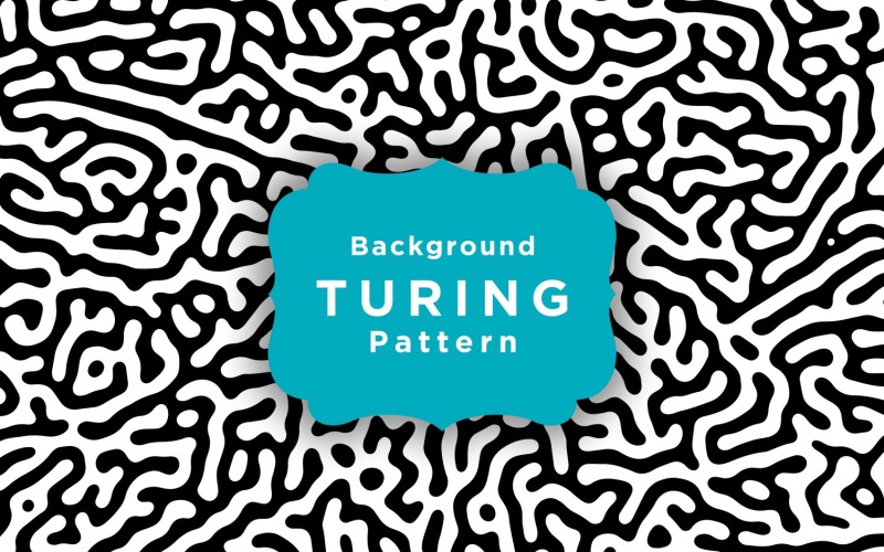 Modello di carta da parati modello Turing con linee arrotondate organiche in bianco e nero