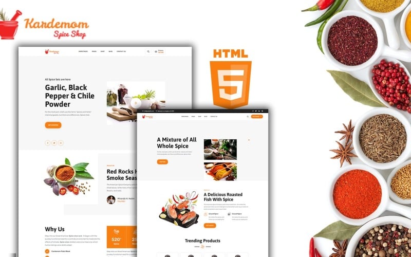 Modelo de site HTML5 da Kardemom Condiment and Spices Shop