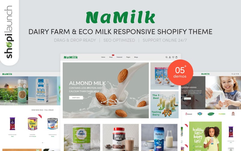 NaMilk - Mjölkgård och Eco Milk Responsive Shopify -tema