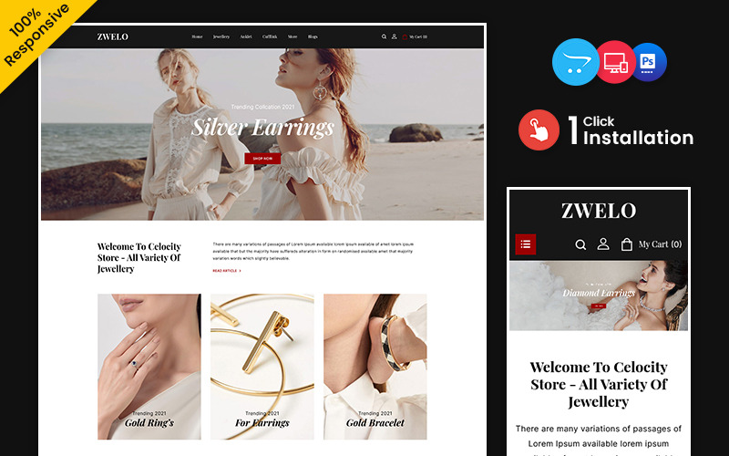 Zwelo - Loja OpenCart com capacidade de resposta multifuncional para joias e casamentos
