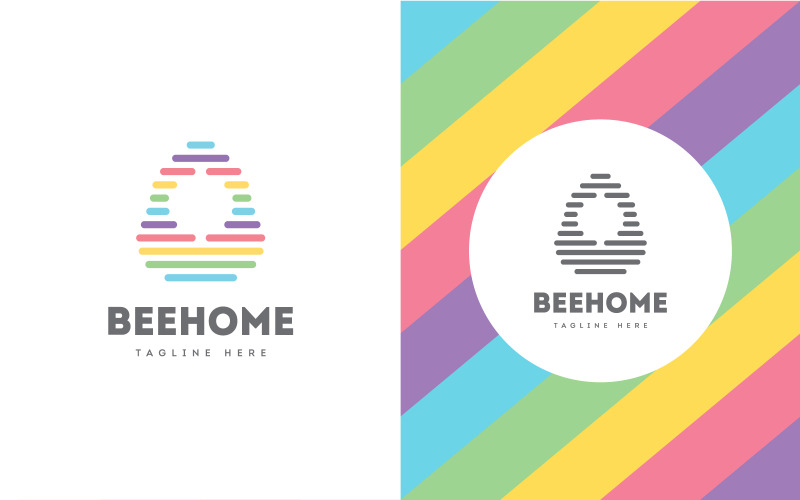 Conceito de vetor de design de logotipo de casa de abelhas
