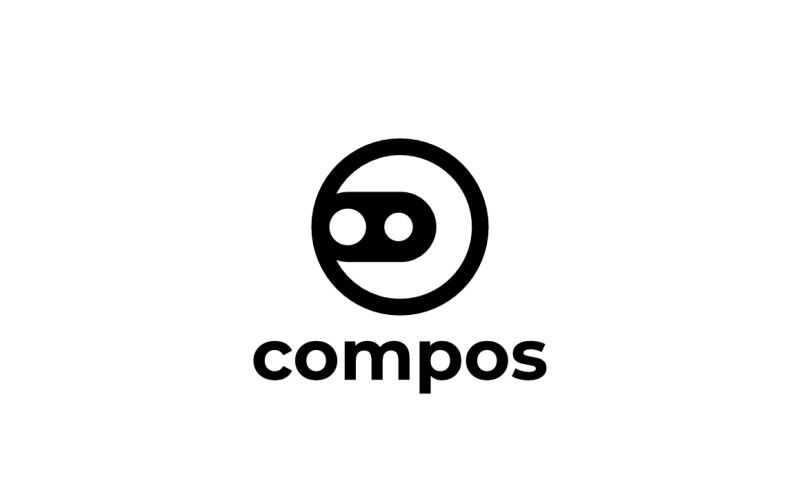 Logo de robot simple et intelligent de la lettre C