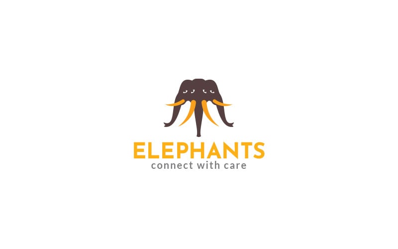 Modelo de design de logotipo de elefantes
