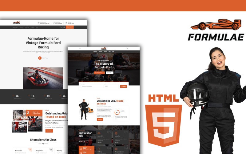 Formules karten en racen HTML5-websitesjabloon