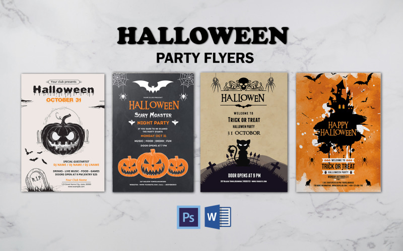 Halloween Einladung Flyer Bundle Corporate Identity Vorlage