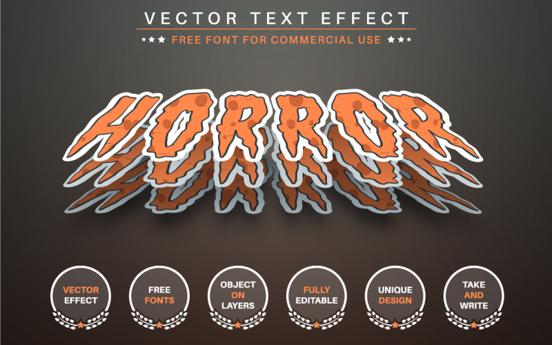 Horror Three Sticker - Editable Text Effect, Font Style, Graphics Illustration