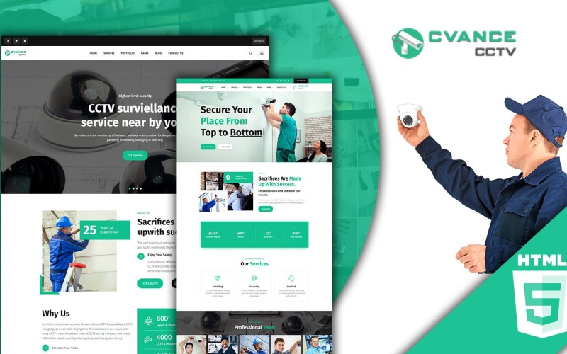 Modello di sito Web HTML5 di Cvance Security e CCTV