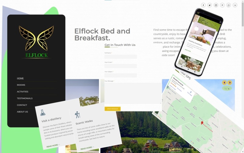 Šablona vstupní stránky Elflock: Bed and Breakfas Oriented