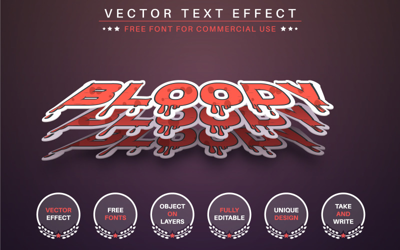Three Blood - Editable Text Effect, Font Style, Graphics Illustration