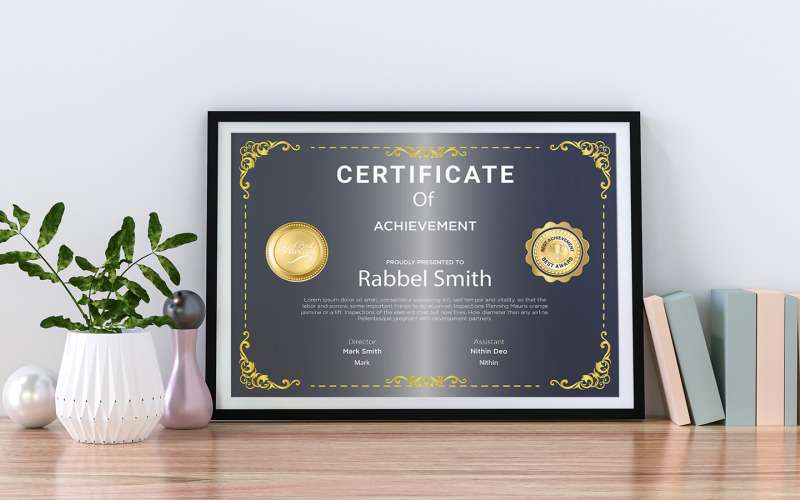 Золотой сертификат за достижения в шаблоне