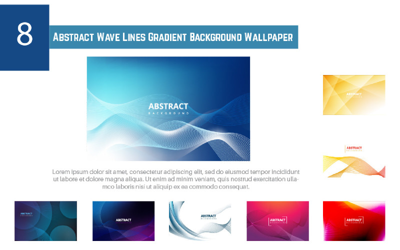 8 Abstrakta Wave Lines Gradient bakgrundsbild