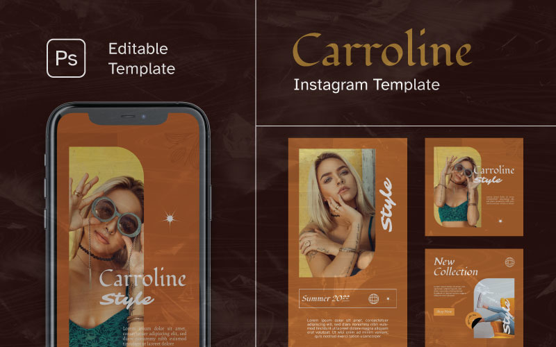 Carolline - Instagram Social Media PSD-Vorlage