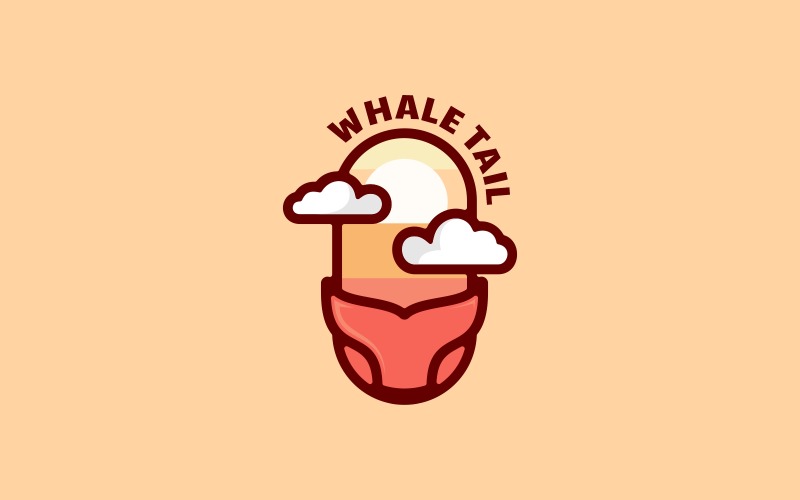 Logotipo de mascota simple de cola de ballena