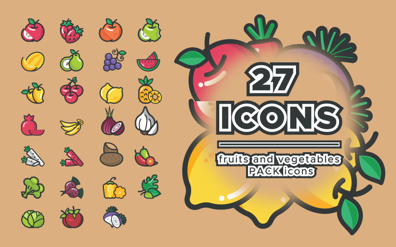 Obst und Gemüse Pack Icons