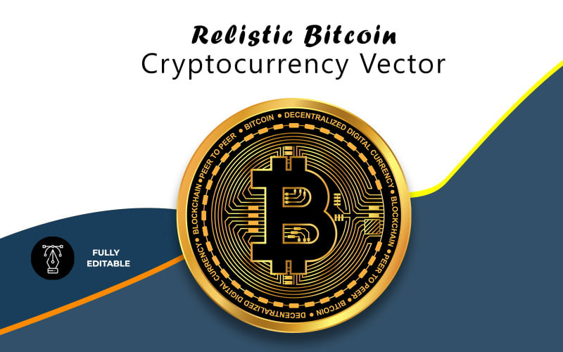 Realistický bitcoinový kryptoměnový vektor