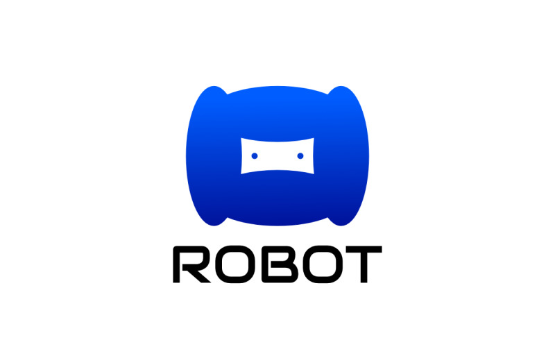 Logotipo del robot azul degradado de tecnología