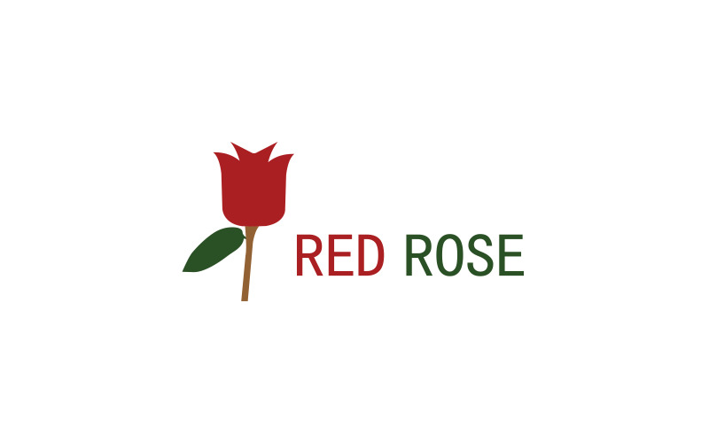 Modello di logo del fiore della rosa rossa