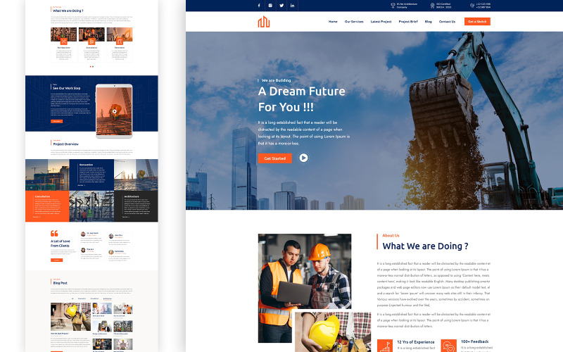 Exbuilder – Construction Services One Page UI Elements