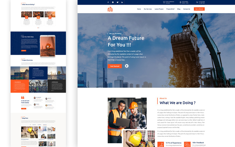 Exbuilder – Usługi budowlane One Page UI Elements