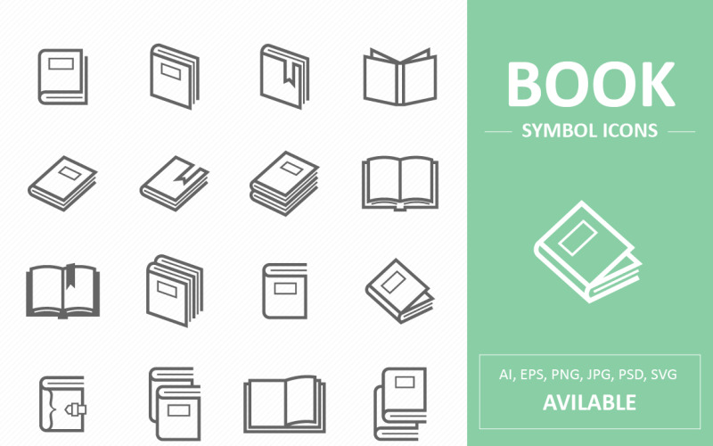 Icônes de ligne de symbole de livre et de lecture