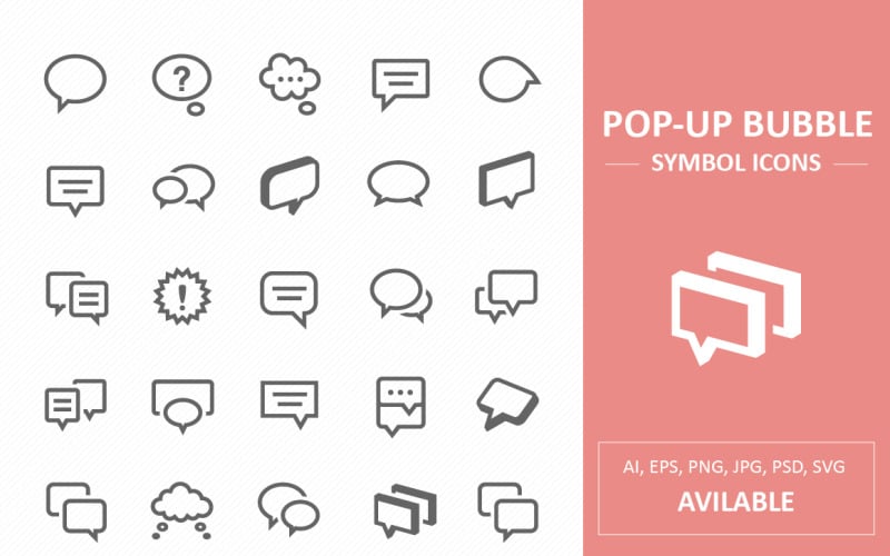 Ícones de símbolo de bolha pop-up