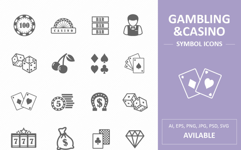 Símbolos De Jogos De Jogos De Azar. Elementos De Desenho Animado