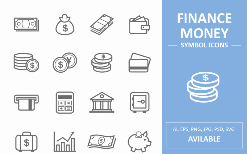 Icônes de symboles de finances et d'argent