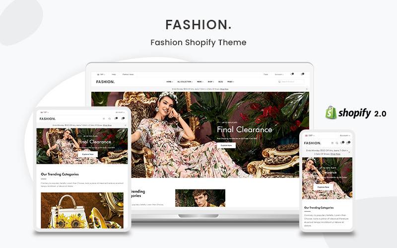 Moda: el tema de comercio electrónico de Shopify multiusos y receptivo