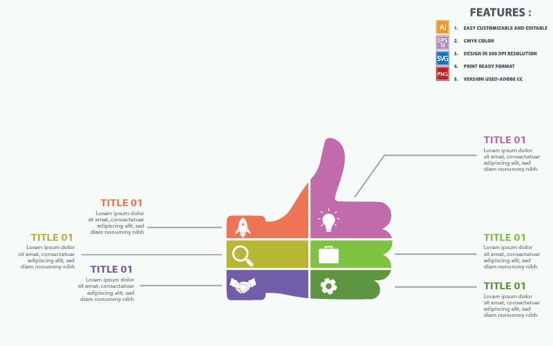 Modèle d'infographie vectorielle Thumbs Up Business