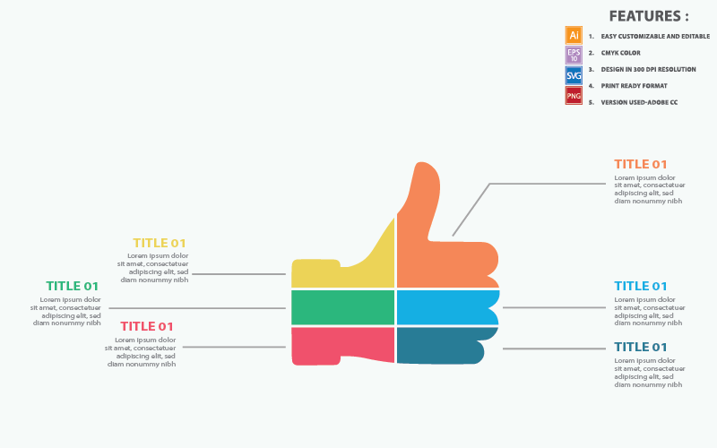 Modèle d'infographie vectorielle Thumbs up