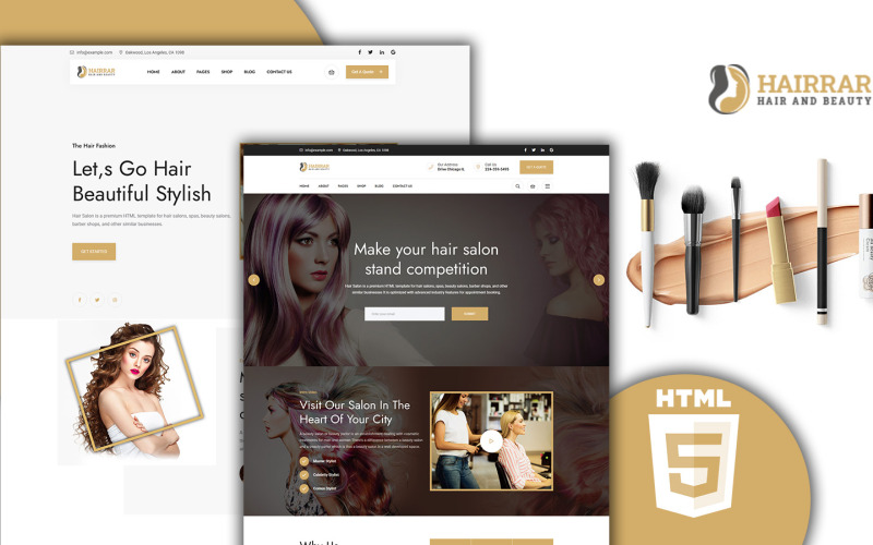 Modello di sito Web HTML5 per parrucchiere e salone di bellezza di Hairrar