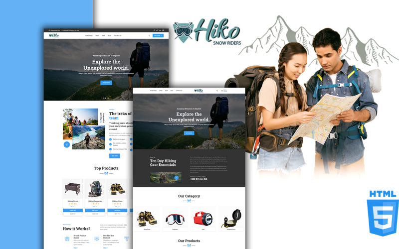 Modello di sito Web HTML5 per trekking ed escursioni Hiko