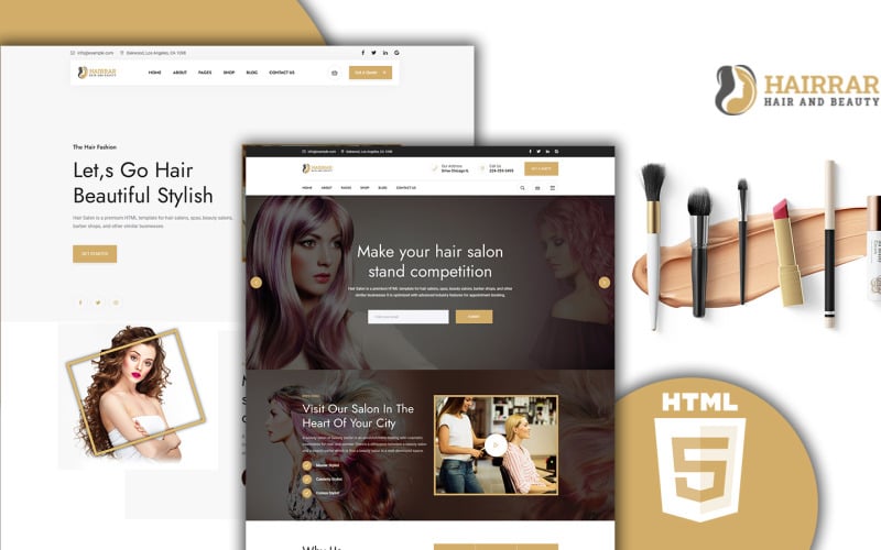 Modelo de site HTML5 para salão de beleza e cabeleireiro Hairrar