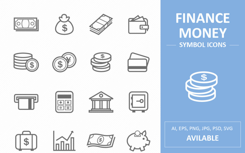 Pictogrammen voor financiën en geld
