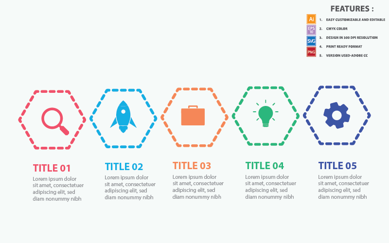 Plantilla de infografía vectorial Hexa Dash