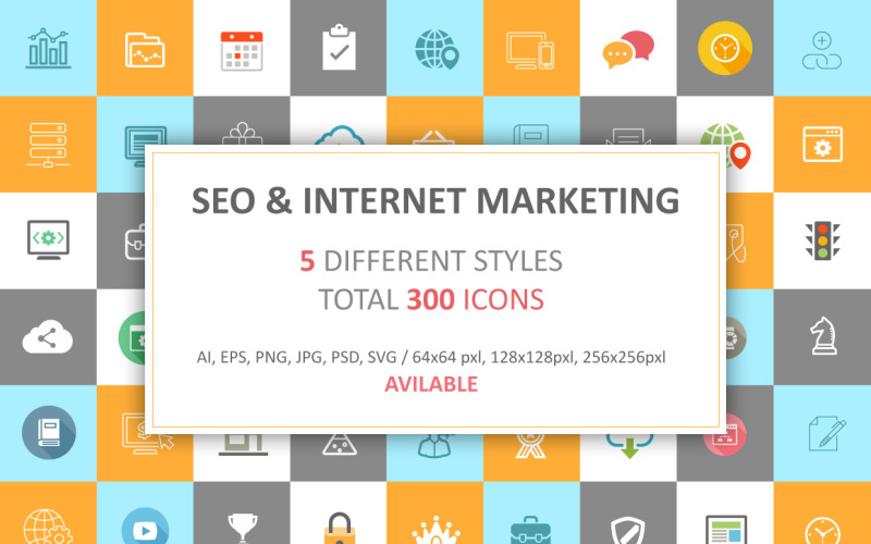 SEO e ícones de marketing na Internet