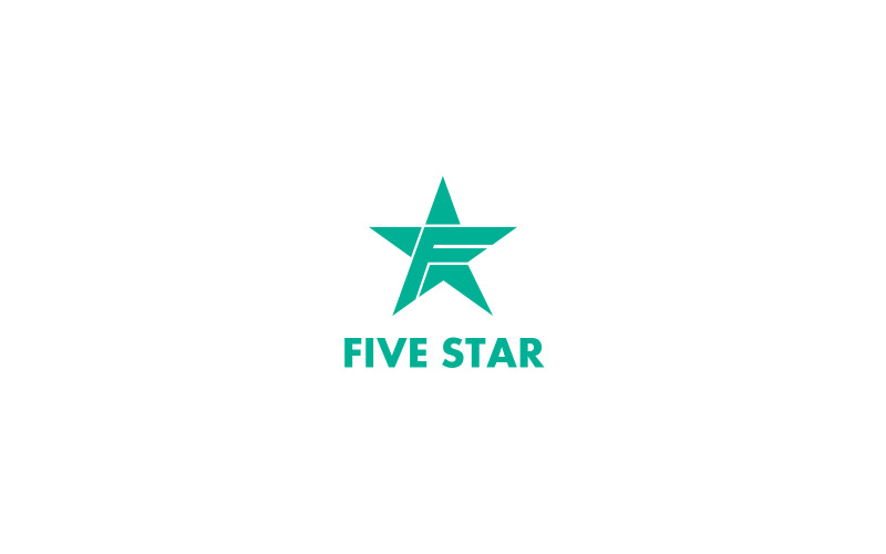 Beş Yıldız - F Harfi Logo Şablonu