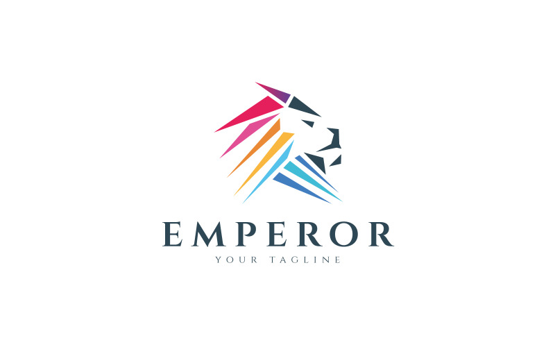 Modèle de logo de tête d'empereur-lion